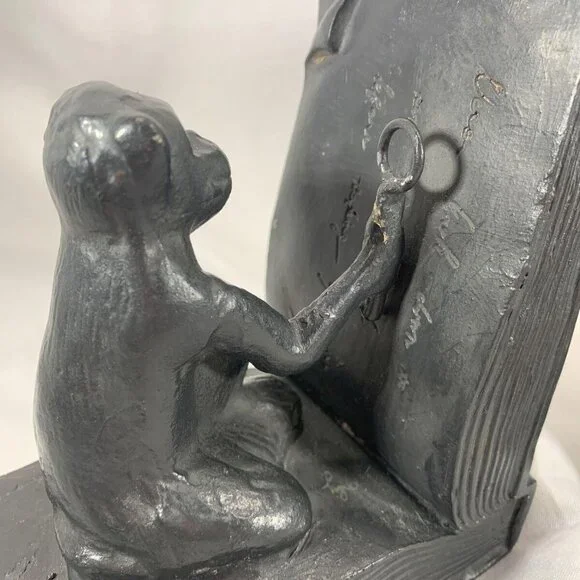 Vintage Cast Iron Monkey Bookend Reading Decorative Art Library Decor - Picture 6 of 7